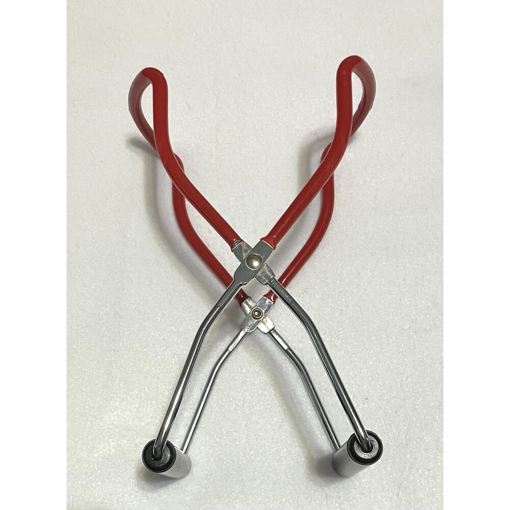 Canning Jar Lifting Tongs Vinyl Coated Handles for Secure Grip Adjustable Red